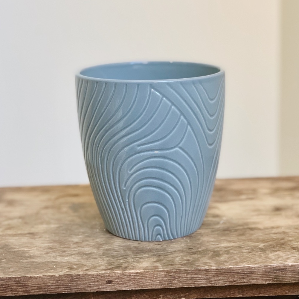 Grayish Blue Squiggle Ceramic Vase